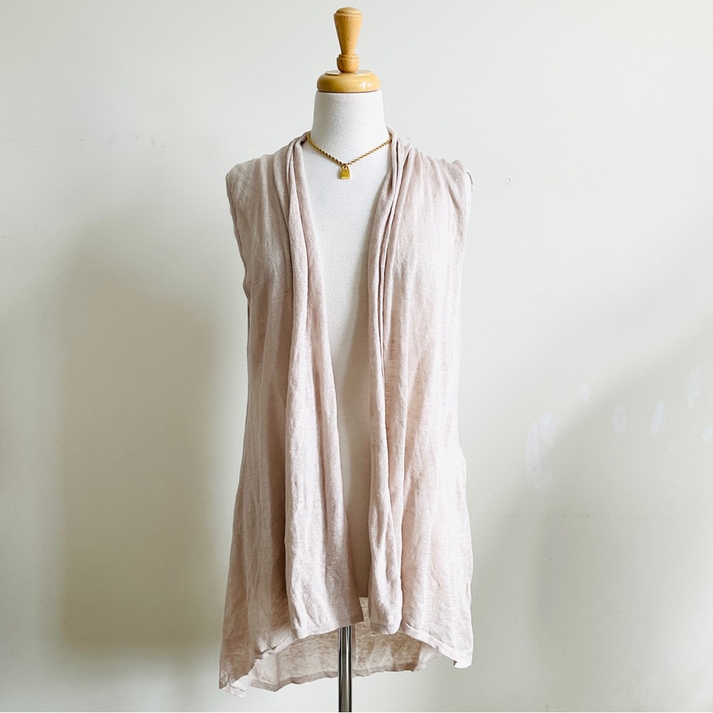 Light Blush Sleeveless Open-Front Draped Vest
